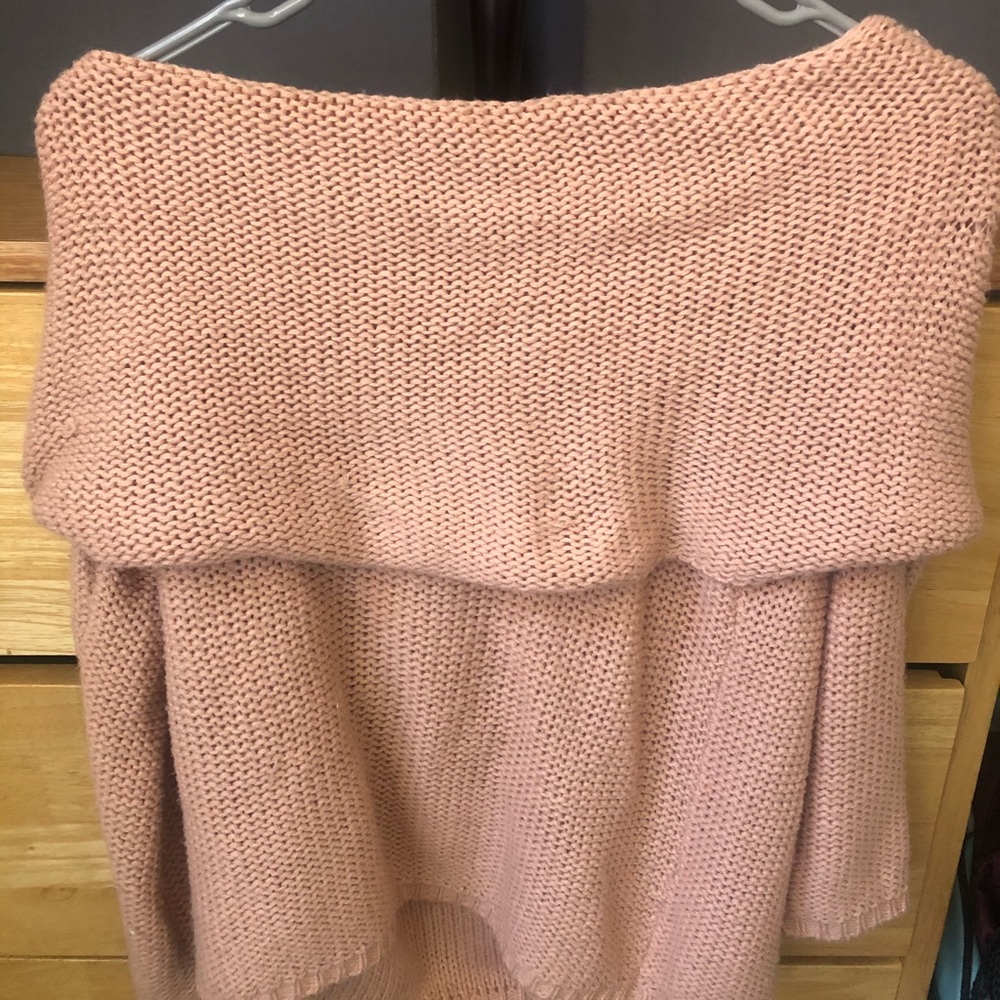 Pink Open Shoulder Sweater
